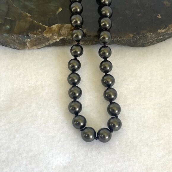 Sterling Silver 925 Knotted Single Strand 8MM Round Green Pearl Necklace 17" - Picture 15 of 16